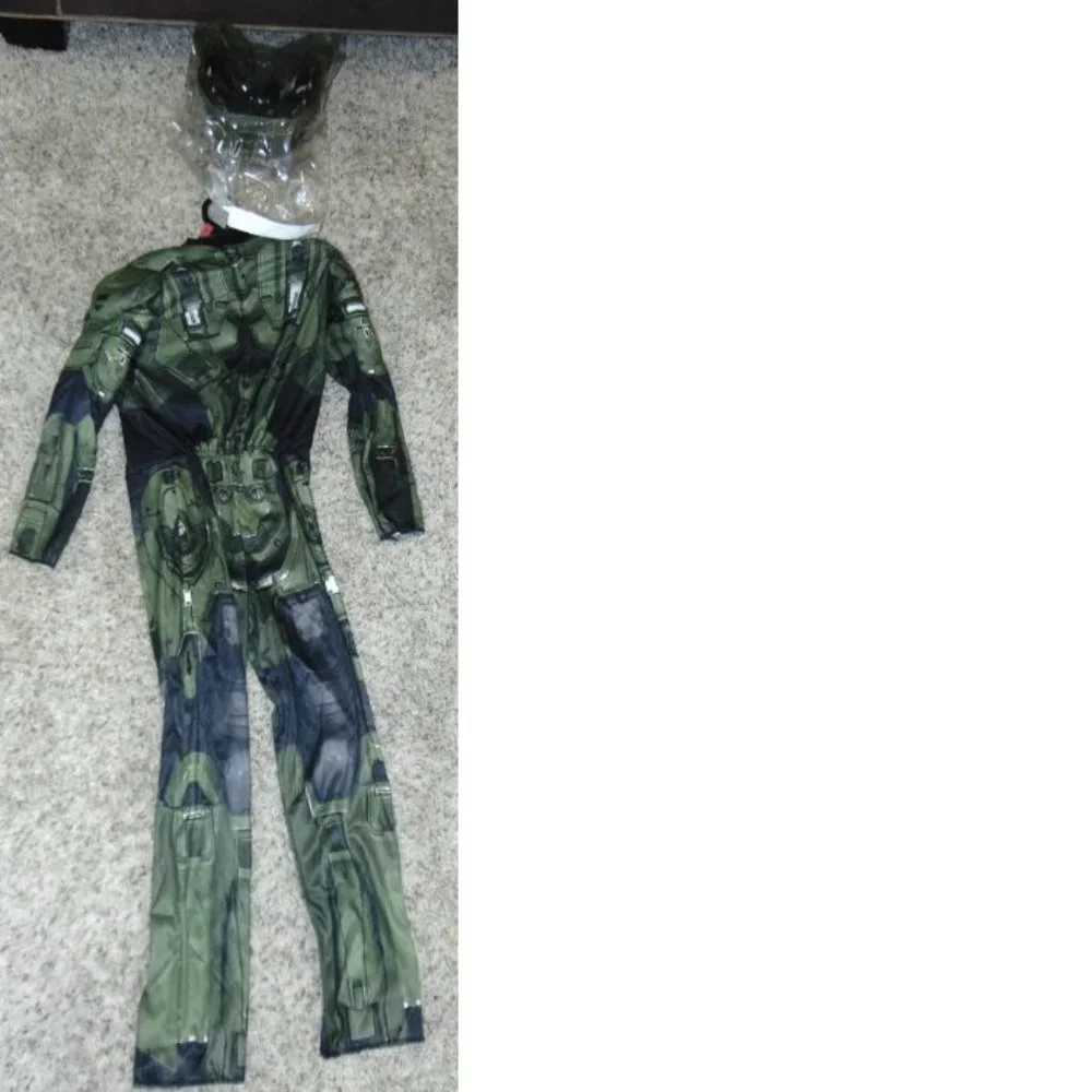 XBOX Halo & Sword Halloween Costume 4/6 Master Chief Muscle Jumpsuit 3 Pc Boys